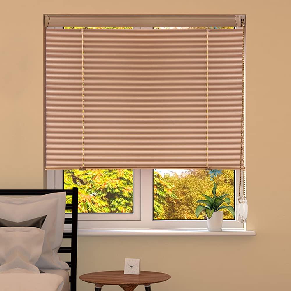 simty Simty Corded 1\" Aluminum Mini Blinds for Windows, Venetian Horizontal Blinds, Privacy Shades for Bedroom, Bathroom,Kitchen,Office, 54\" Wx 96\" H, Champagne