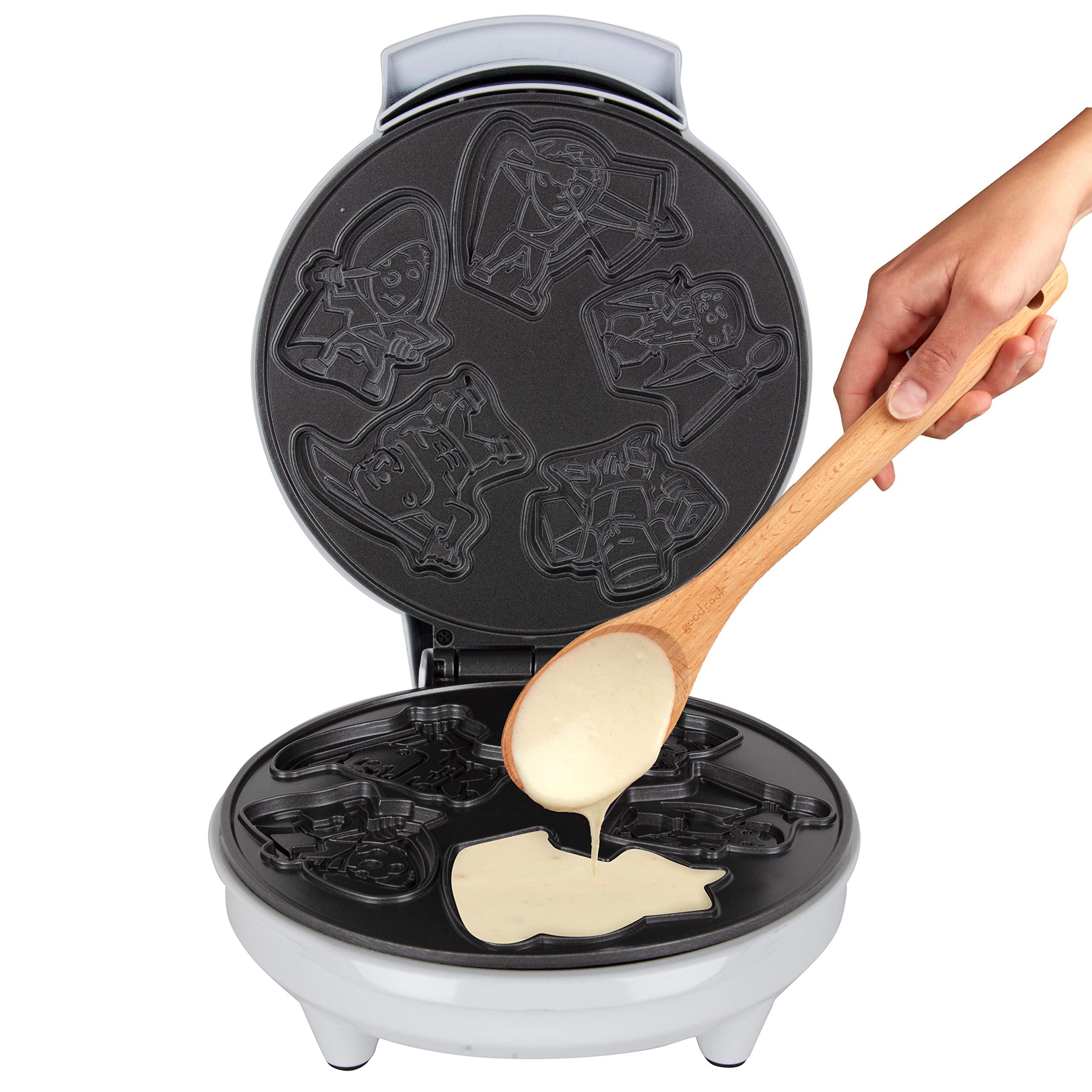Waffle Wow! Dungeon Heroes Electric Mini Waffle Maker- Eat Wizards Fighters Clerics for Breakfast- Novelty Pancakes in Minutes, Non-Stick Fantasy Dragon Fun for Tabletop Gamers and Great Waffler Gift Idea