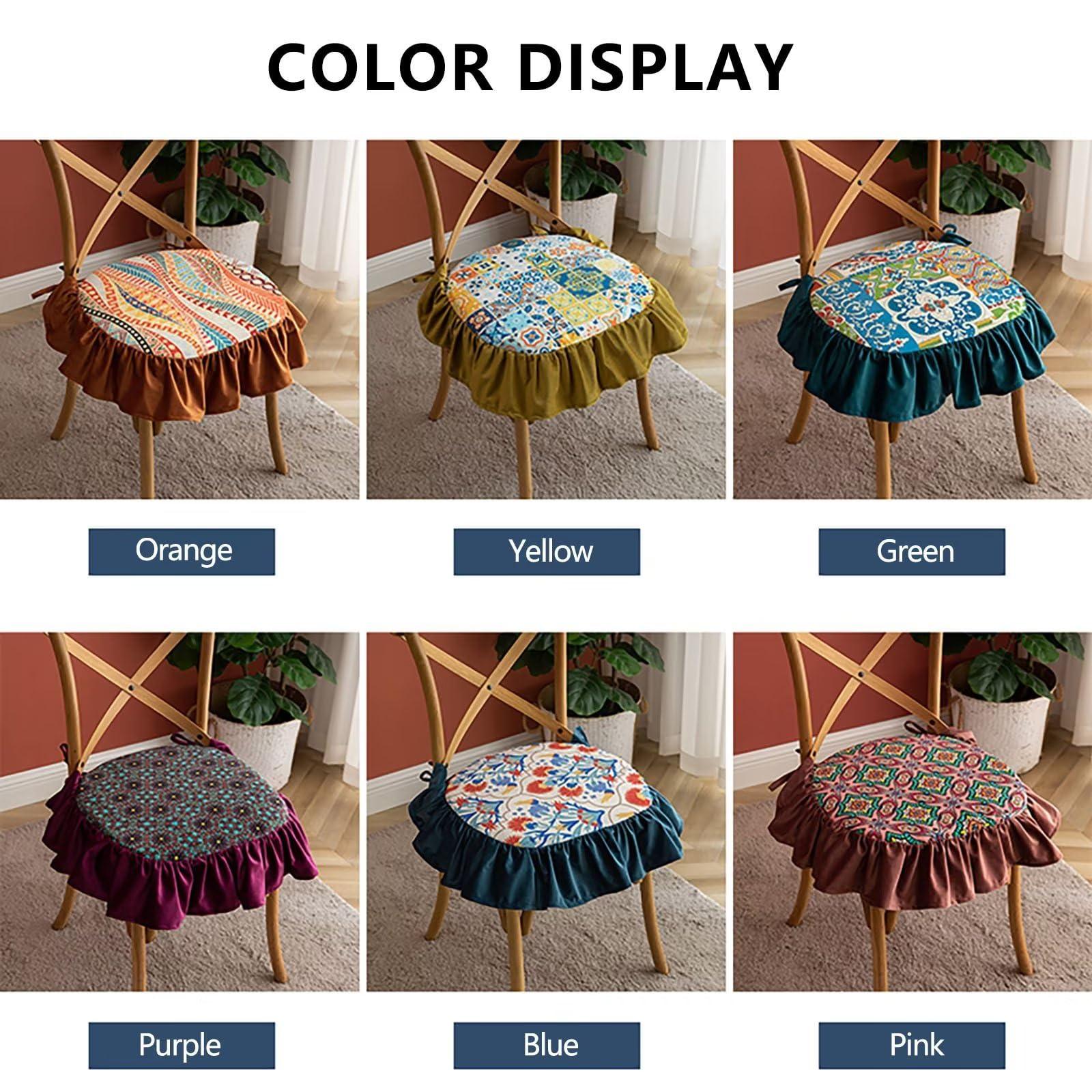 ZIBENE ZIBENE Chair Pad Cushions for Dining Chairs with Skirt, Chair Pads for Dining Chairs 6 Pack with Ties, 45x45 Seat Cushion for Kitchen Chairs Cushion, Cover Washable and Removable Pink