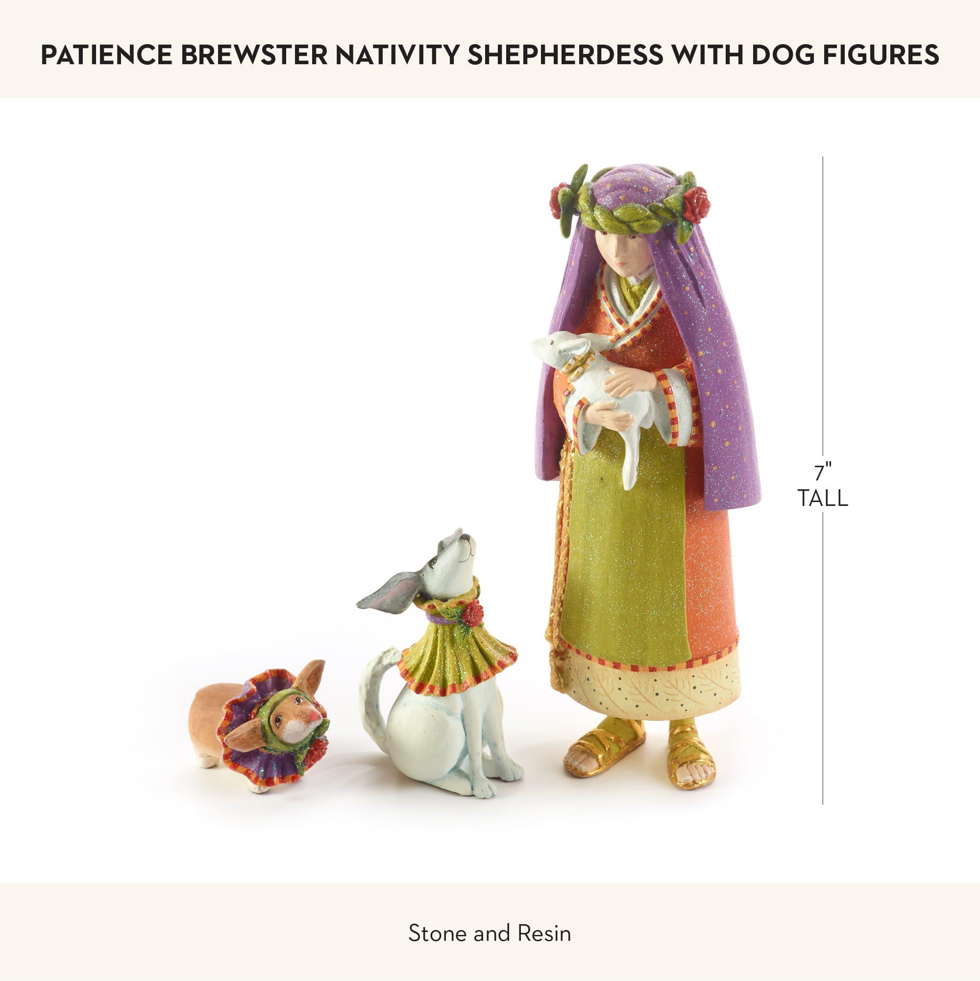 MACKENZIE-CHILDS MACKENZIE-CHILDS Patience Brewster Nativity Figurine, Christmas Nativity Home Decor, Shepherdess with Dog