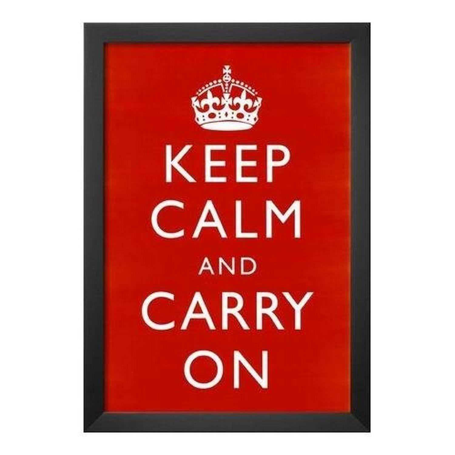 Buyartforless Buyartforless IF KCCO 1.25 Black Plexi Framed Keep Calm and Carry On (Motivational, Red) 18X12 Art Poster Print Wall Decor-World War 2 British Slogan