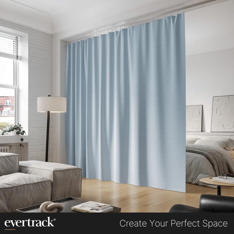EverTrack EverTrack Curtain Track - Ceiling Mounted Curtain Rail for Curtains, Drapes, and Room Dividers - USA Made - Small (8 Feet), Anodized Silver