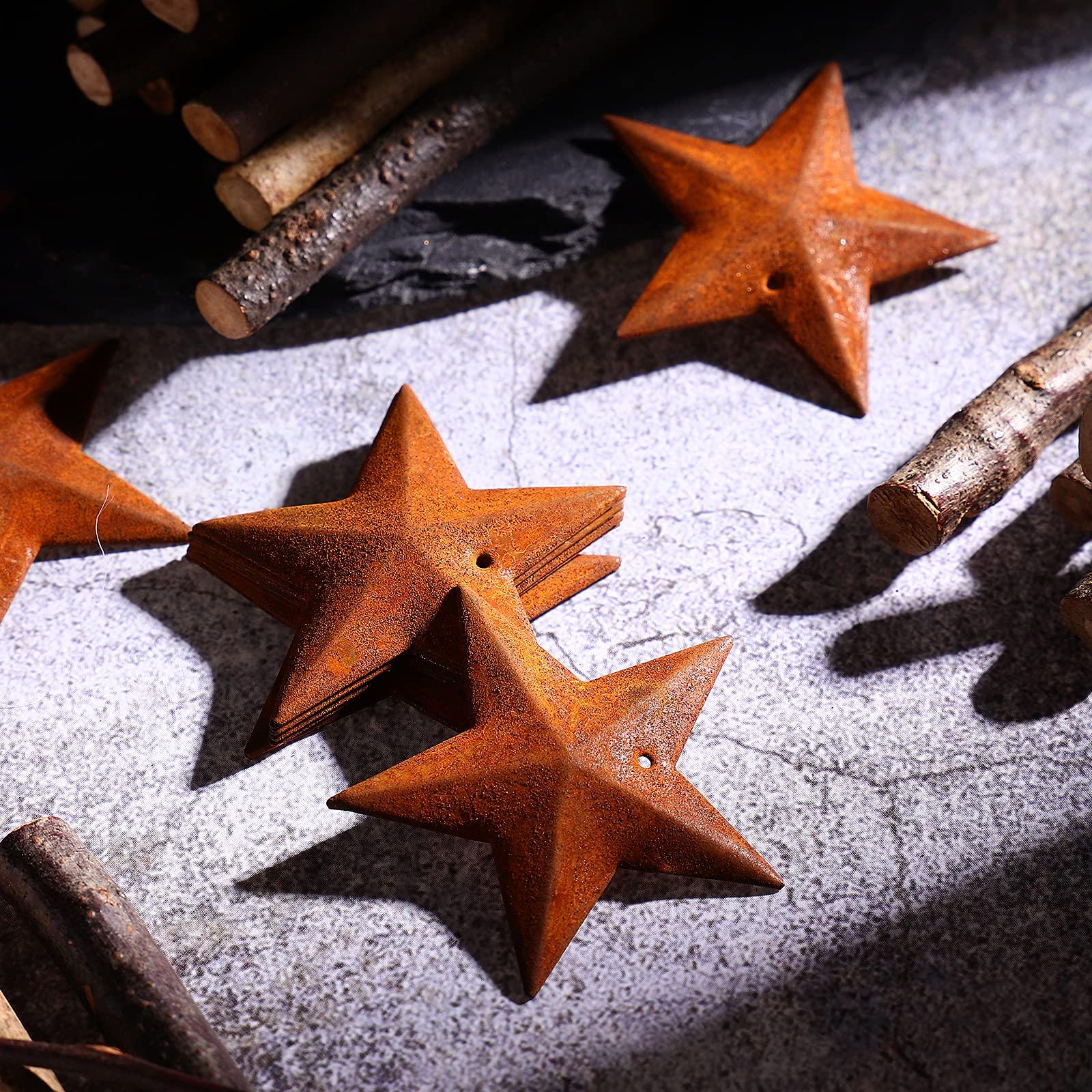 ARTIBETTER Artibetter 150pcs Rusty Metal Stars, Mini Barn Stars Home Decorative Accents with Hole and Hollow Backs for New Year Decorating and Finishing 4.5cm