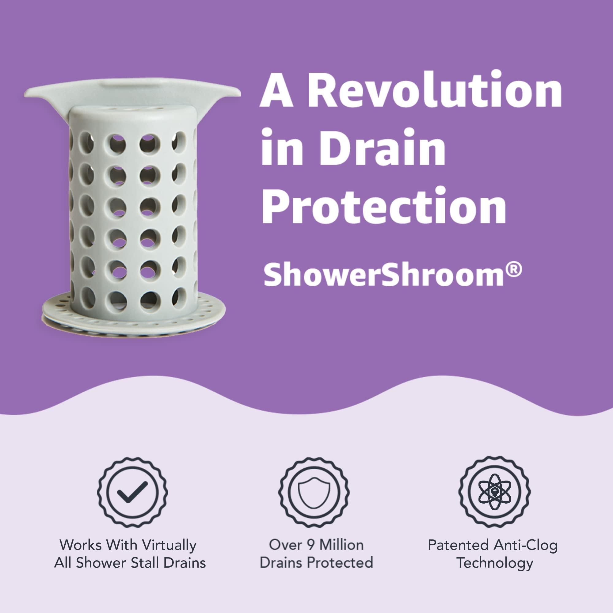 ShowerShroom ShowerShroom the Revolutionary 2\" Stand-Up Shower Stall Drain Protector Hair Catcher/Strainer, Gray , 1 Count ( Pack of 1)