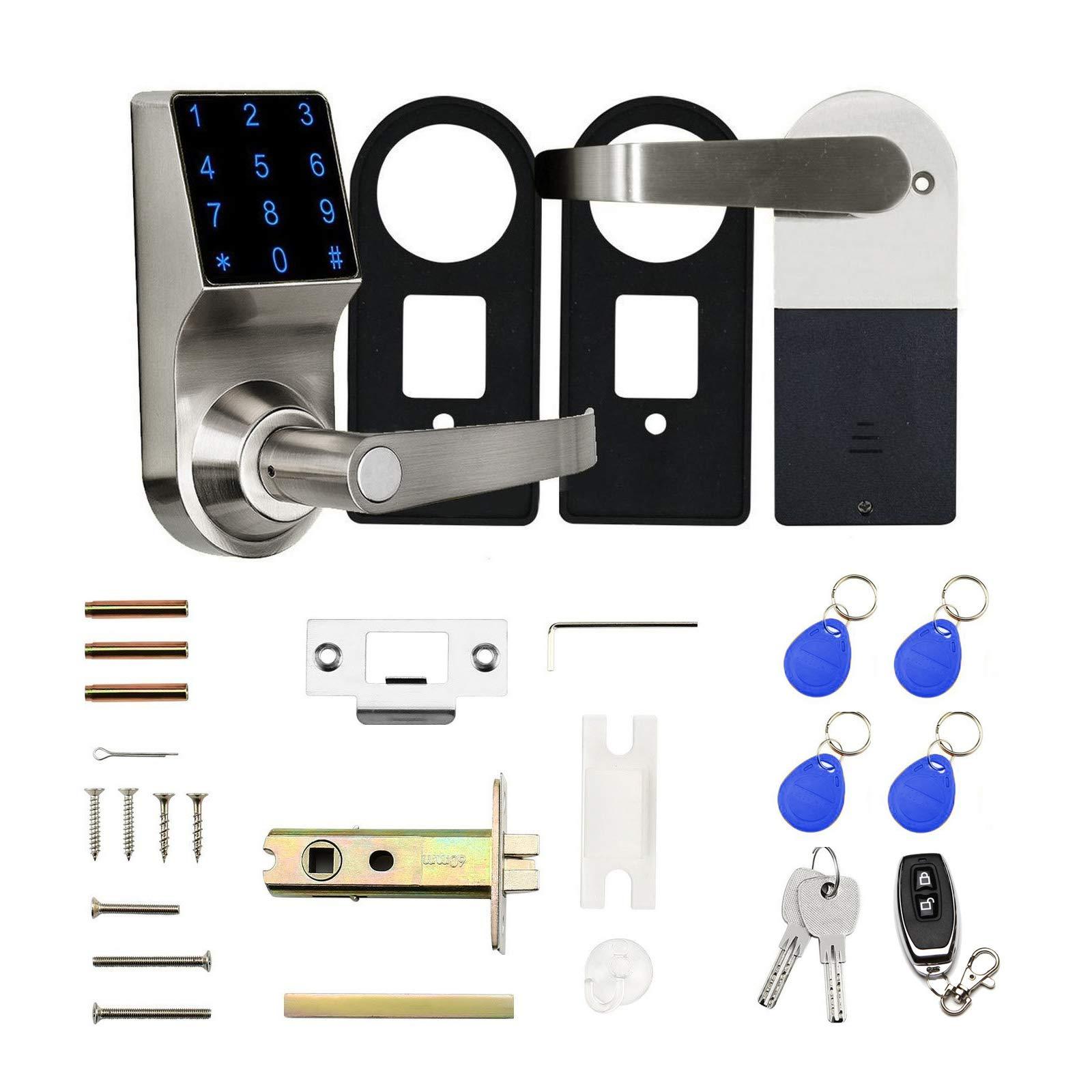 Colosus Electronic Keyless Door Lock, Keyless Entry with Touchscreen, Key Fobs, Remote Control, Keys for Home, Office or Commercial, Silver NDL319