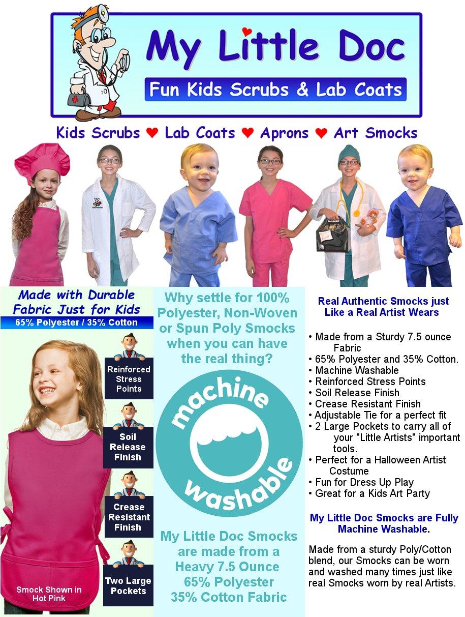 My Little Doc My Little Doc Personalized Hot Pink Kids Cobbler Apron with Embroidered Name, Childrens Apron, Durable Poly/Cotton Twill Fabric, Extra Large