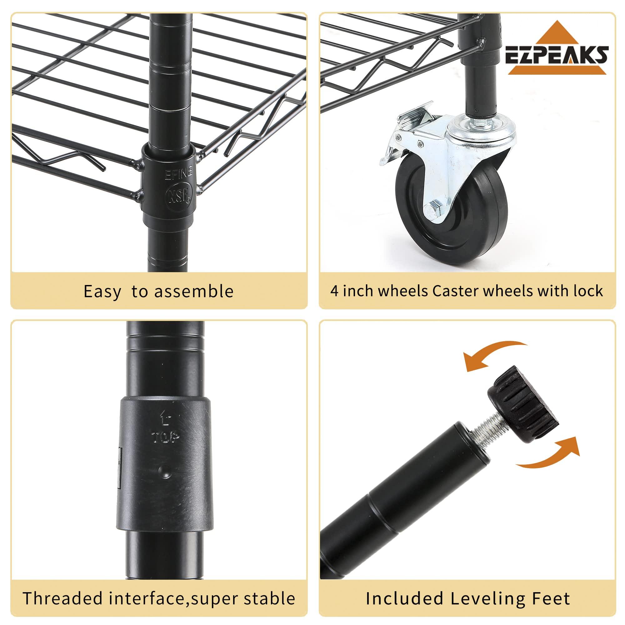 EZPEAKS EZPEAKS 6-Tier NSF Certified Storage Shelves, 18" D X 48" W X 72" H Heavy Duty Steel Wire Shelving Unit with Wheels and Adjustable Feet, Used as Pantry Shelf, Garage or Bakers Rack Kitchen Shelving