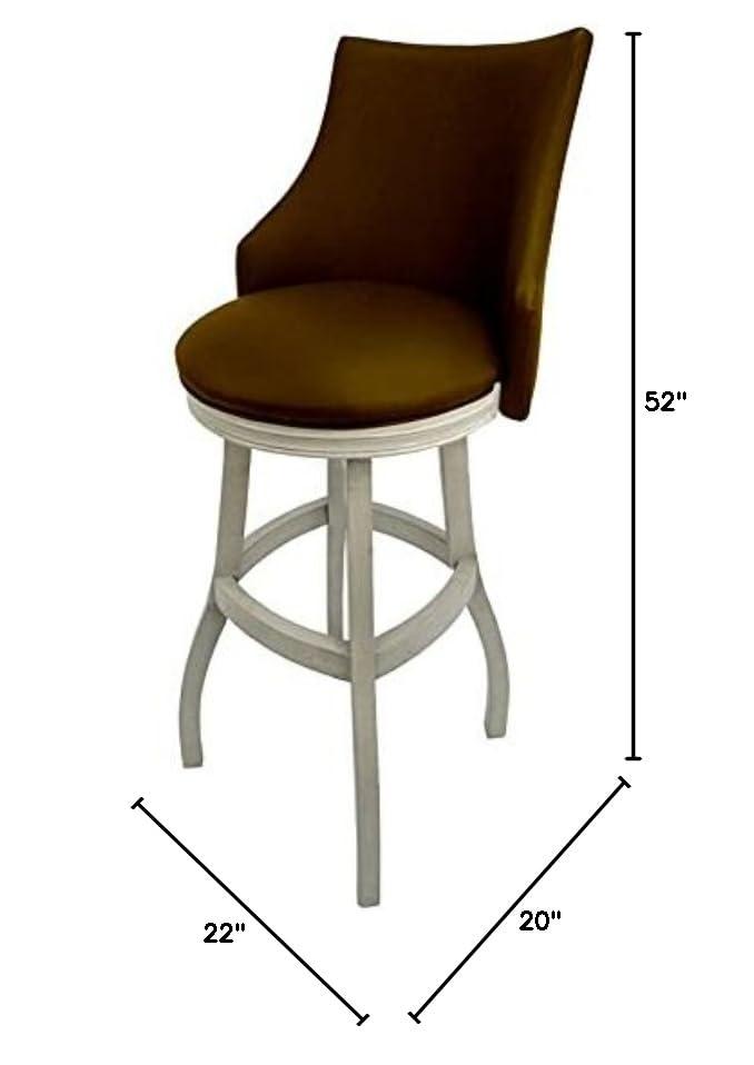 Tobias Designs Inc. Tobias Designs Bellissima 34\" Swivel Wood Extra Tall Bar Stool in Brown/White
