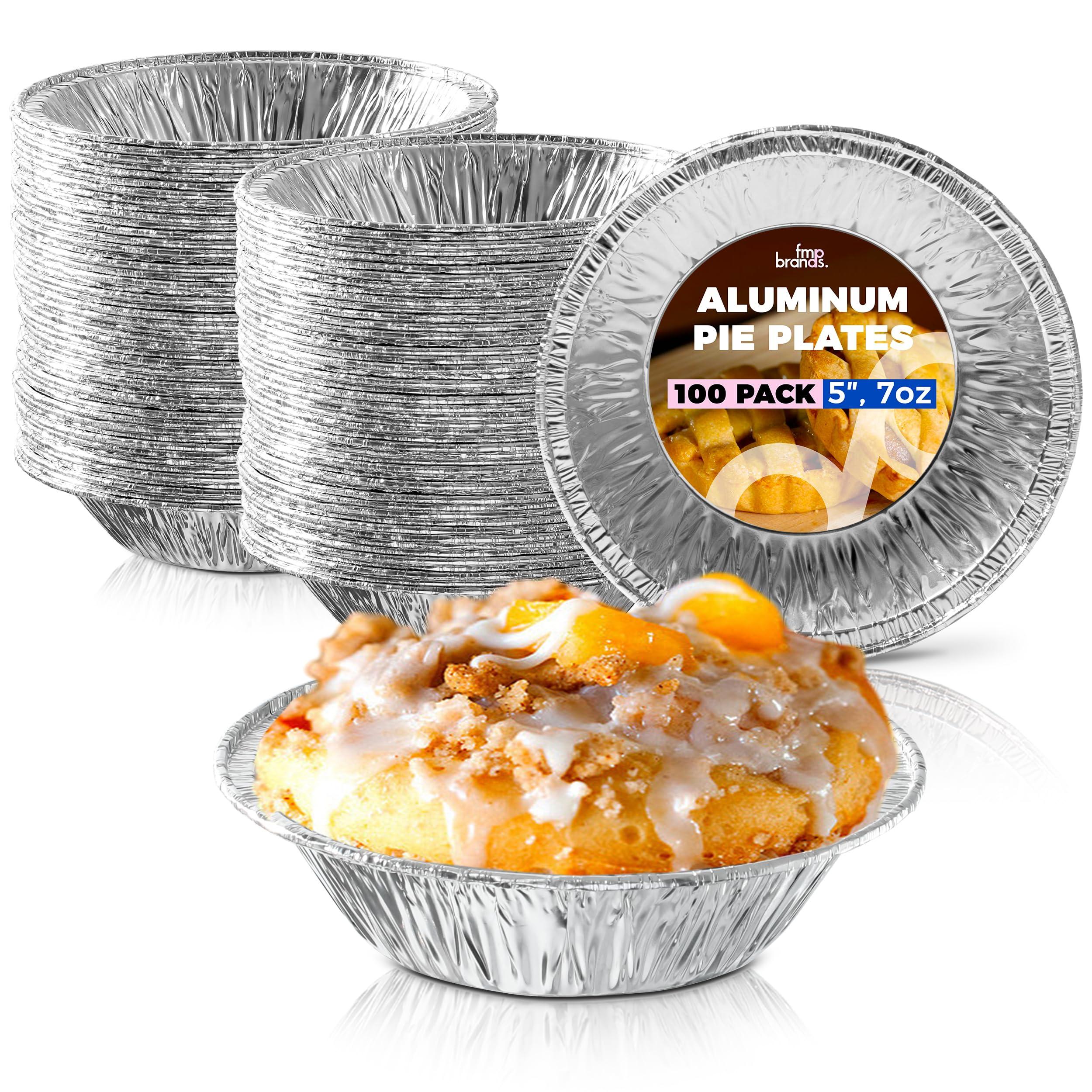 Fit Meal Prep Fit Meal Prep 100 Pack 5 Aluminum Foil Pie Pans, 5 inch Disposable Aluminum Baking Pie Pan, Deep Foil To Go Food Storage Containers Freezer Safe for Catering, Packaging