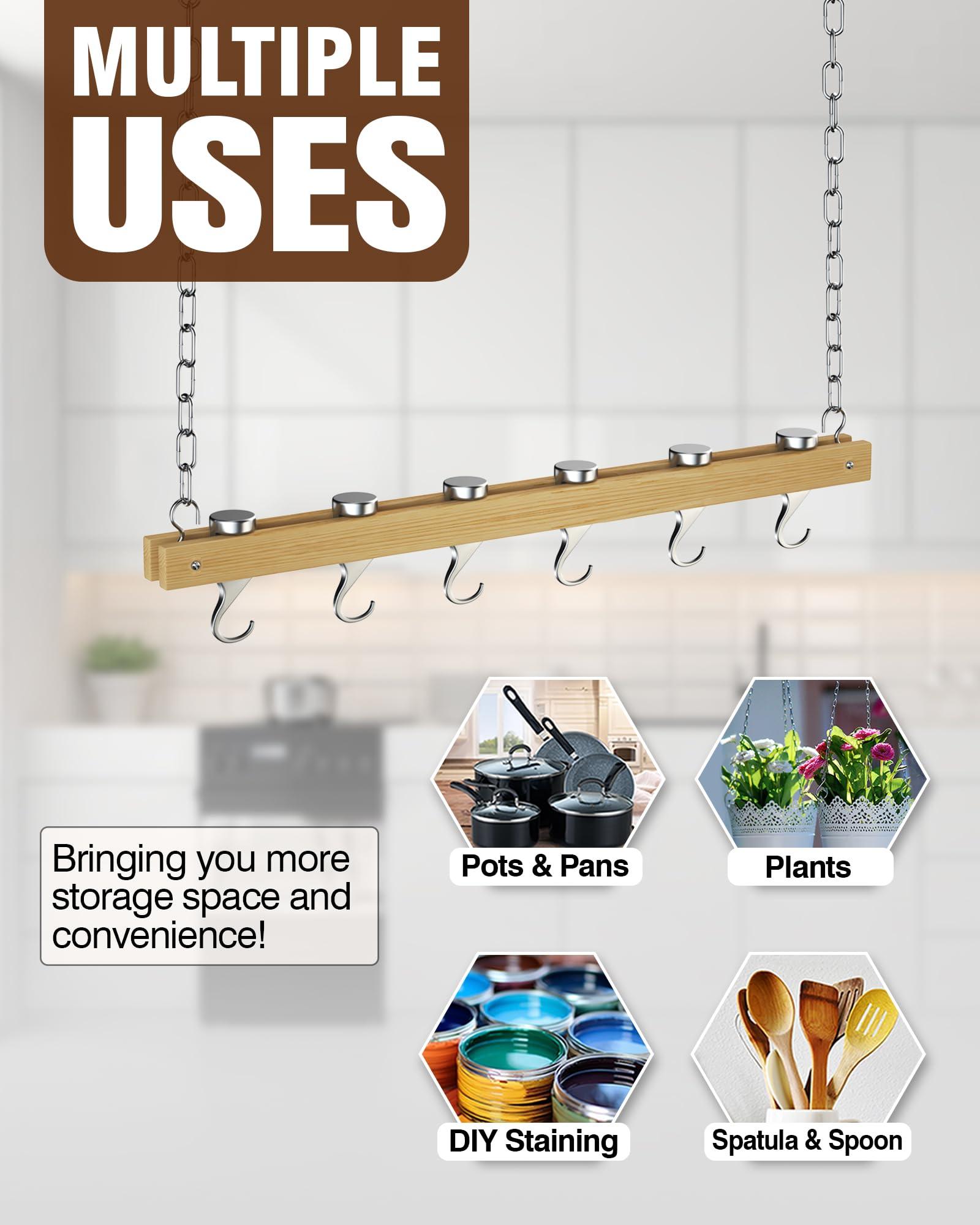 Cooks Standard Cooks Standard NC-00269 Standard, Single Bar, 36-Inch Ceiling Mounted Wooden Pot Rack, Brown