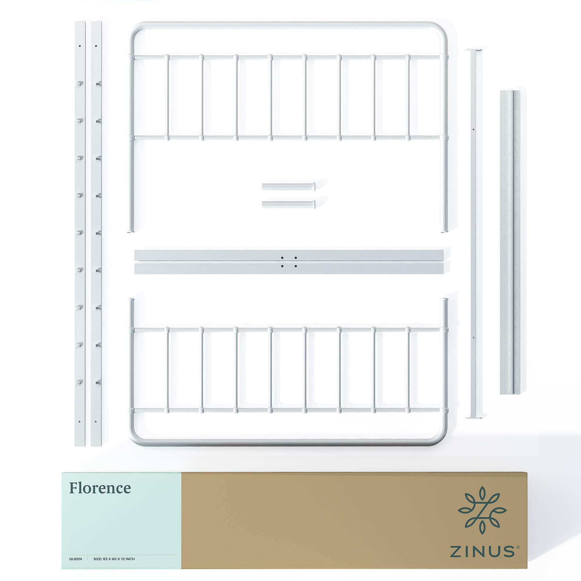 Zinus ZINUS Florence Full Panel Metal Platform Bed Frame / Mattress Foundation / No Box Spring Needed / Easy Assembly, White, Twin