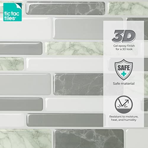 Tic Tac Tiles Tic Tac Tiles Peel and Stick Self Adhesive Removable Stick On Kitchen Backsplash Bathroom 3D Wall Sticker Wallpaper Tiles in Polito Designs (10 Sheets, Grigio)