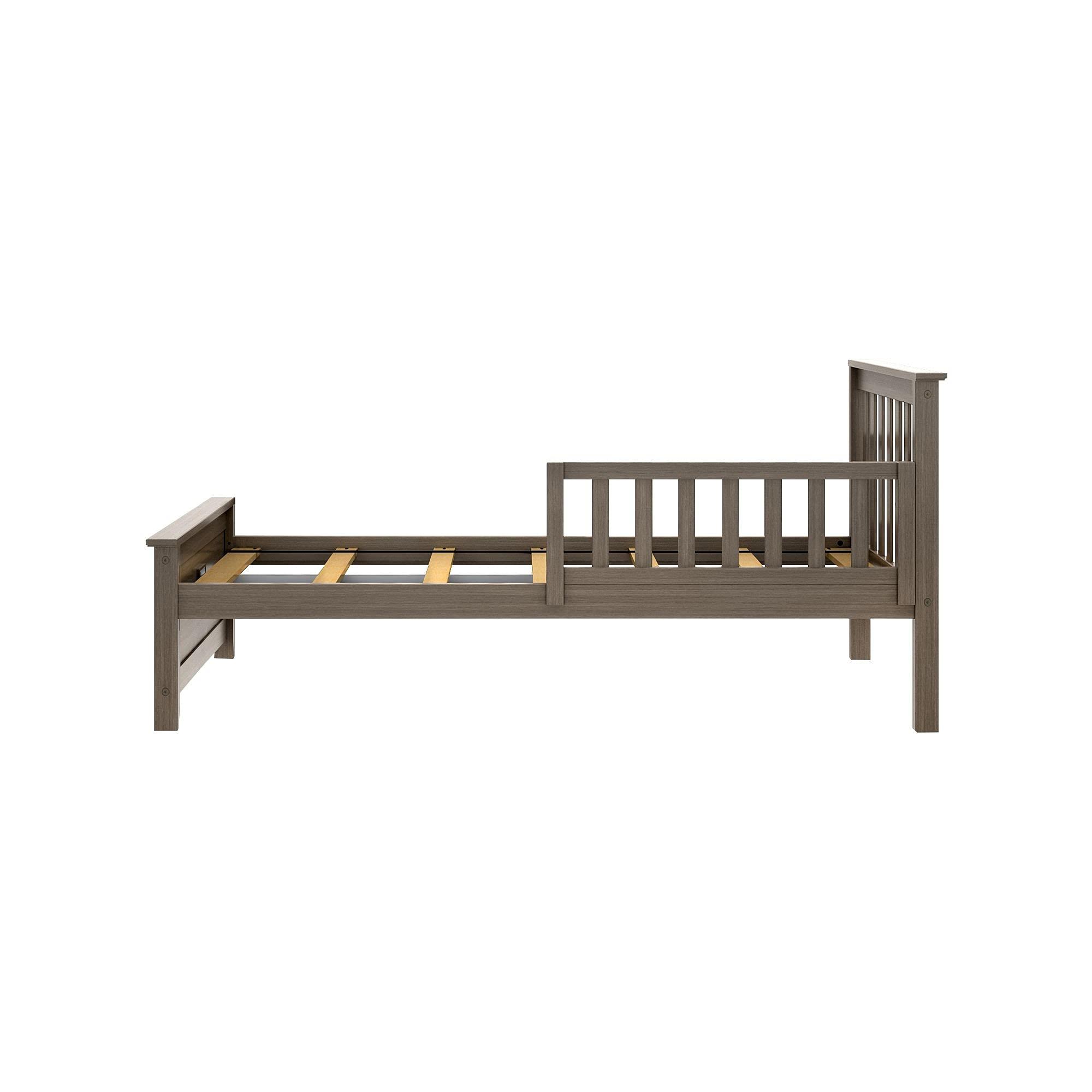 Max & Lily Max & Lily Twin Bed, Bed Frame with Headboard For Kids with 1 Guard Rail, Slatted, Clay