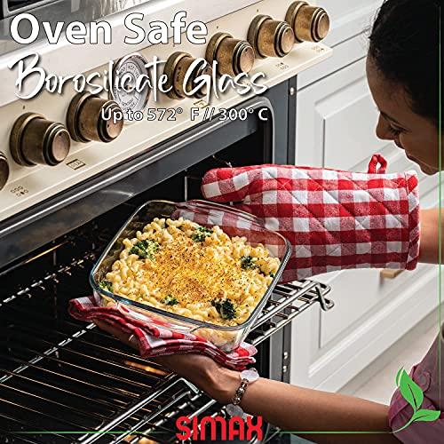 SIMAX Simax Glass Roaster Dish, Large Square Roaster Pan For Baking And Cooking, Oven and Dishwasher Safe Cookware, 1.5 Quart Casserole Oven Pan