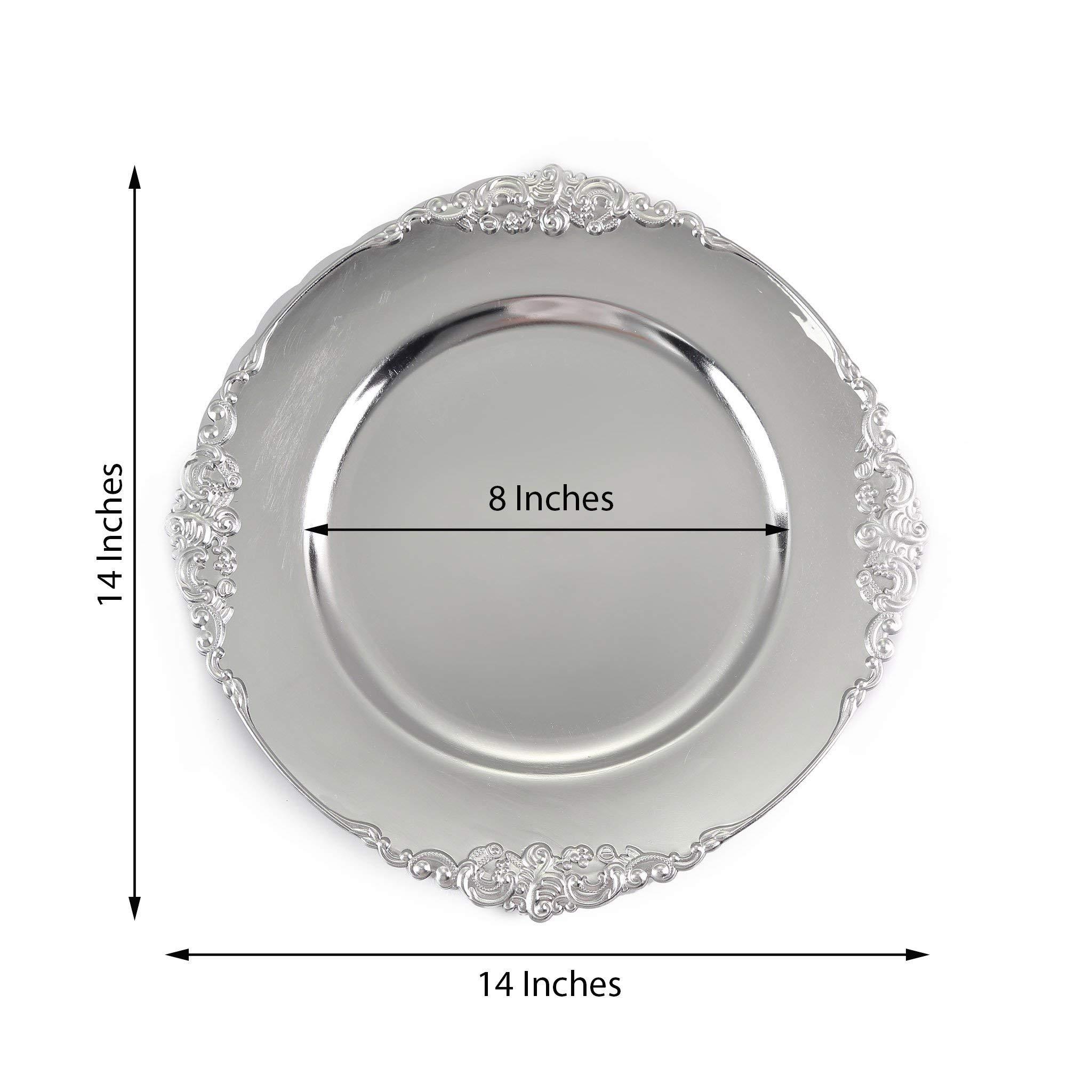 Tiger Chef Tiger Chef Silver Charger Plates - Antique Plate Chargers for Dinner Plates - Set of 12 Dinner Chargers (12, Antique Silver)