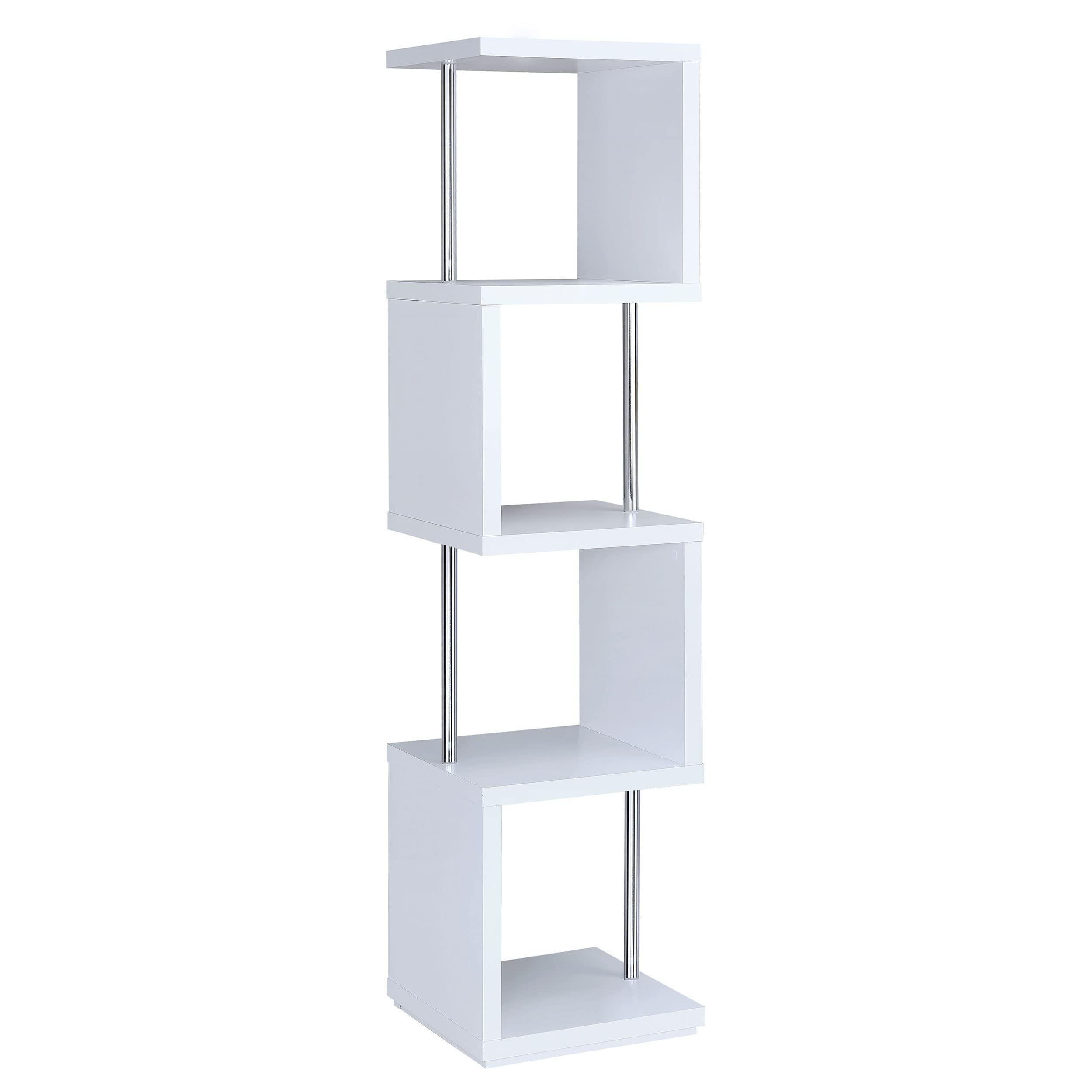 Coaster Home Furnishings Coaster Home Furnishings Baxter 67-inch 4-Shelf Bookshelf White and Chrome