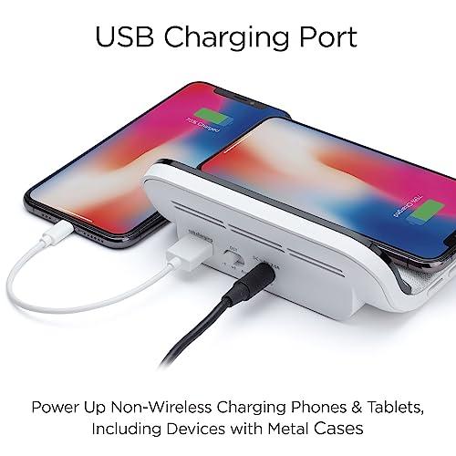 iHome iHome iW18 Digital Alarm Clock, Dual Alarm Clock with USB Charger & QI Charging, Alarm Clocks for Bedrooms, Adjustable Brightness Dimmer (White)