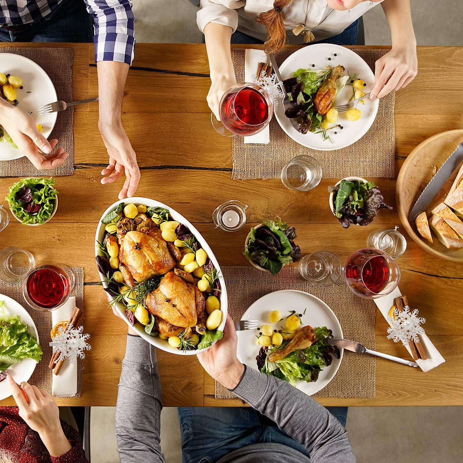 ANPHSIN Christmas Napkin Rings- Set of 6 Snowflake with Pearl Napkin Holder Rings Silver Xmas Napkin Buckle for Christmas Holiday Party Dinner Wedding Banquet Dinning Table Settings Decoration