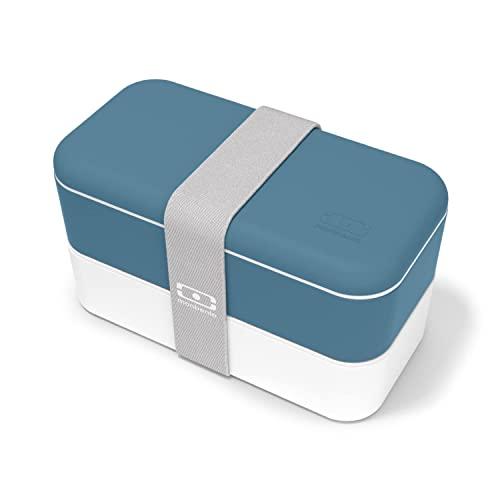 monbento monbento - Bento Box Adult MB Original blue Denim - 2 Leakproof Compartments - Stackable Lunch Box Perfect for Work/Picnic/Sports - BPA Free Food Containers - Microwave & Dishwasher Safe - Blue