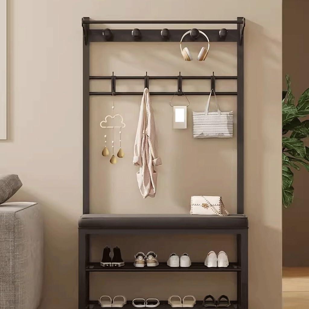 HEAIQI Coat Rack Freestanding Clothes Rack Entrance Clothes Rack Floor-to-ceiling Entrance Shoe-changing Stool Clothes Rack Home Storage Clothes Rack Coat Hanger Standing