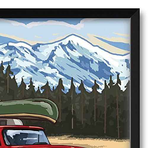 Art of Place Idaho Pickup Road Trip Snow Professionally Framed Art Print from Travel Artwork by Artist Paul A. Lanquist Framed Art Size: 32\" x 47\"
