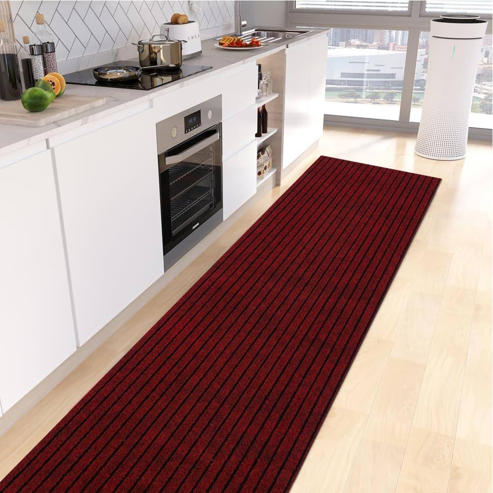 LITA LITA Customized Size 2ft~82ft Runner Rug Indoor Outdoor Rug Utility Carpet Runner, Area Rugs with Non-Slip Rubber Backing for Hallway Kitchen Balcony Garage Stair Laundry, Christmas Red, 3\' x 36\'