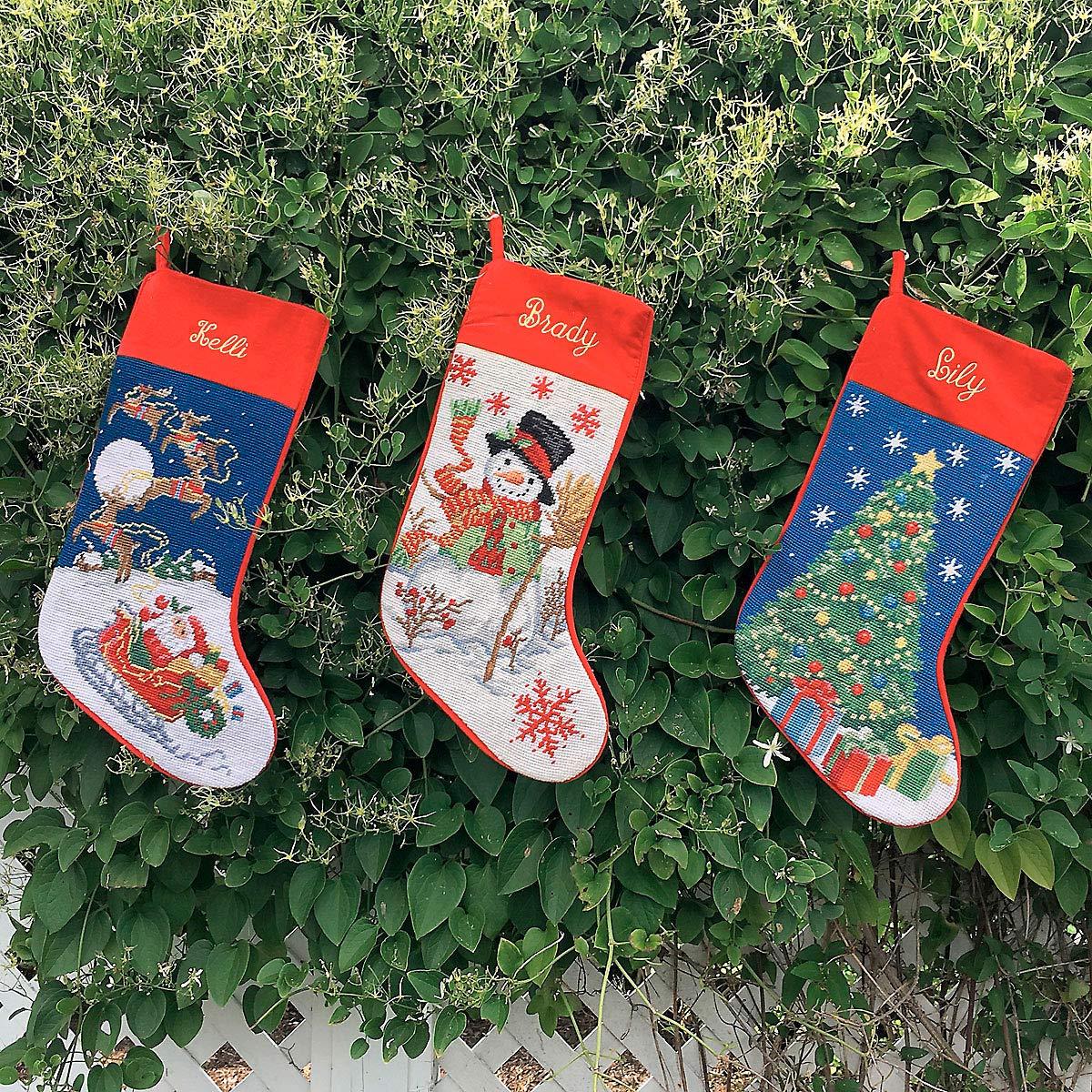 Lillian Vernon Lillian Vernon Personalized Heirloom Christmas Stocking Needlepoint Christmas Tree, 100% Wool, 9.5" W x 17" L