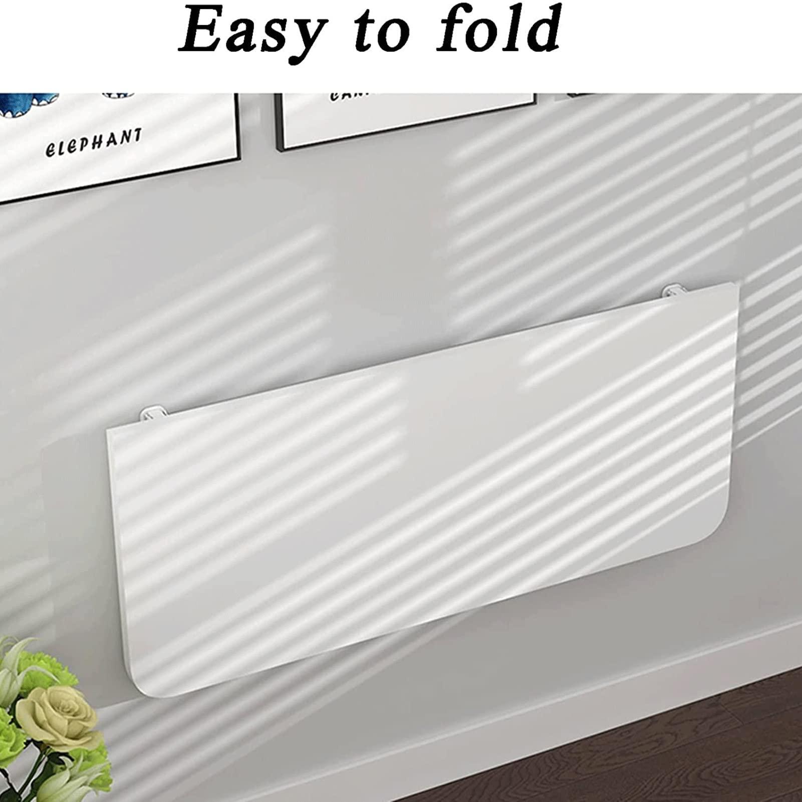 WQDY Folding Wall-Mounted Drop-Leaf Table Small Apartment Wall Mount Dining Table Perfect Addition to Garage Shed/Home Office/Home Bar (Color : White, Size : 90 * 50cm)