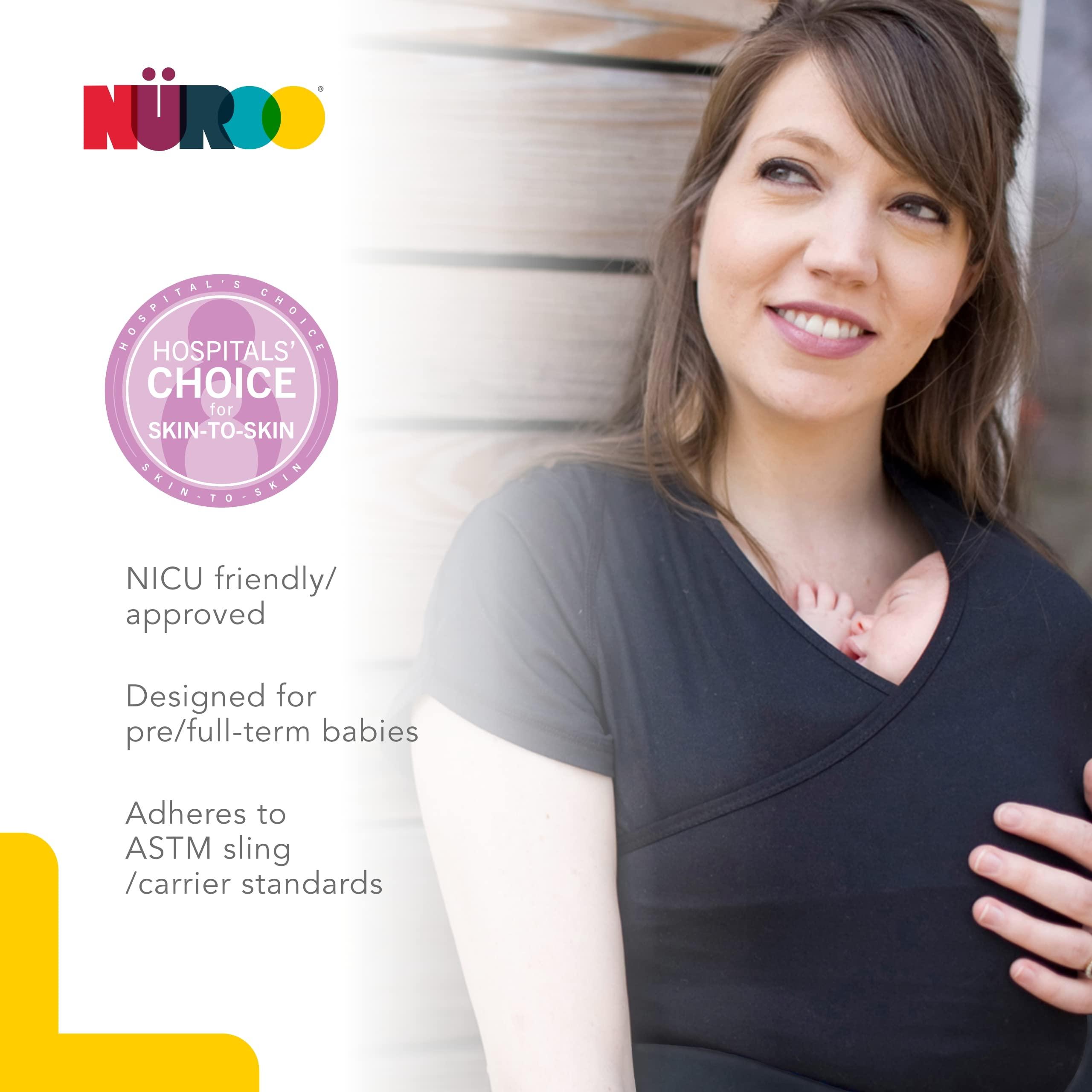 NüRoo Brownmed - NuRoo Pocket - Comfortable Skin-to-Skin Shirt for Mom & Baby - Full-Coverage Baby Wrap Carrier Shirt for Newborns - Breathable Baby-Wearing Wrap Shirt - Medium - Black