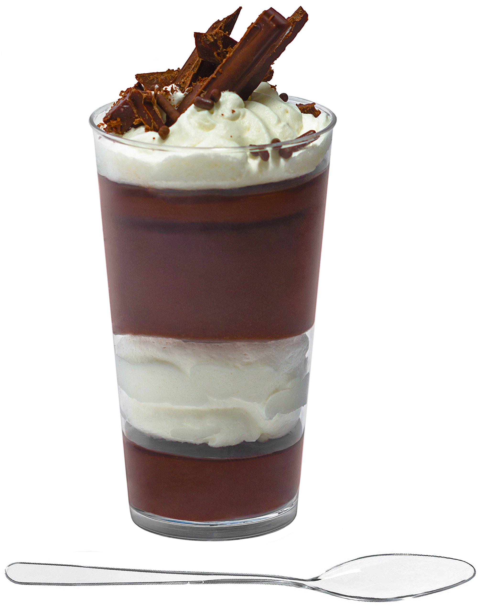 ImpiriLux ImpiriLux 3 oz x 100 ct Dessert Cups with Spoons | Disposable Round Plastic Dessert Shooter Cups, Appetizer Bowls, Shot Glasses, Catering Supplies