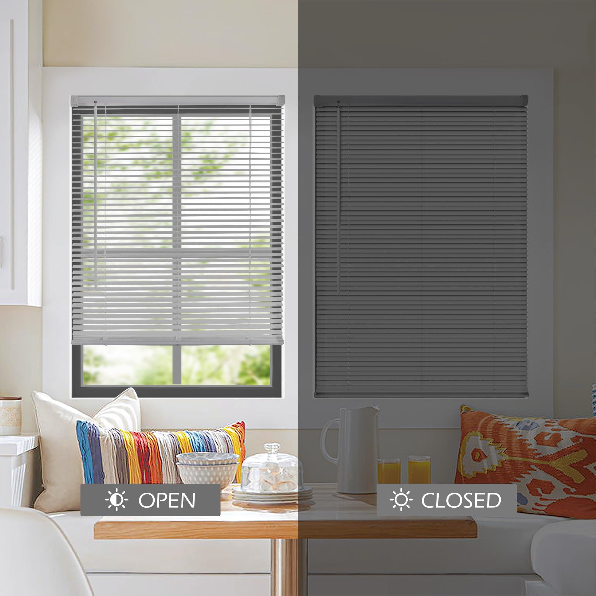 LazBlinds LazBlinds Cordless 1" Vinyl Horizontal Mini Blinds, Light Filtering Blinds for Windows, Blinds and Shades for Windows Size 34" W x 48" H, Grey