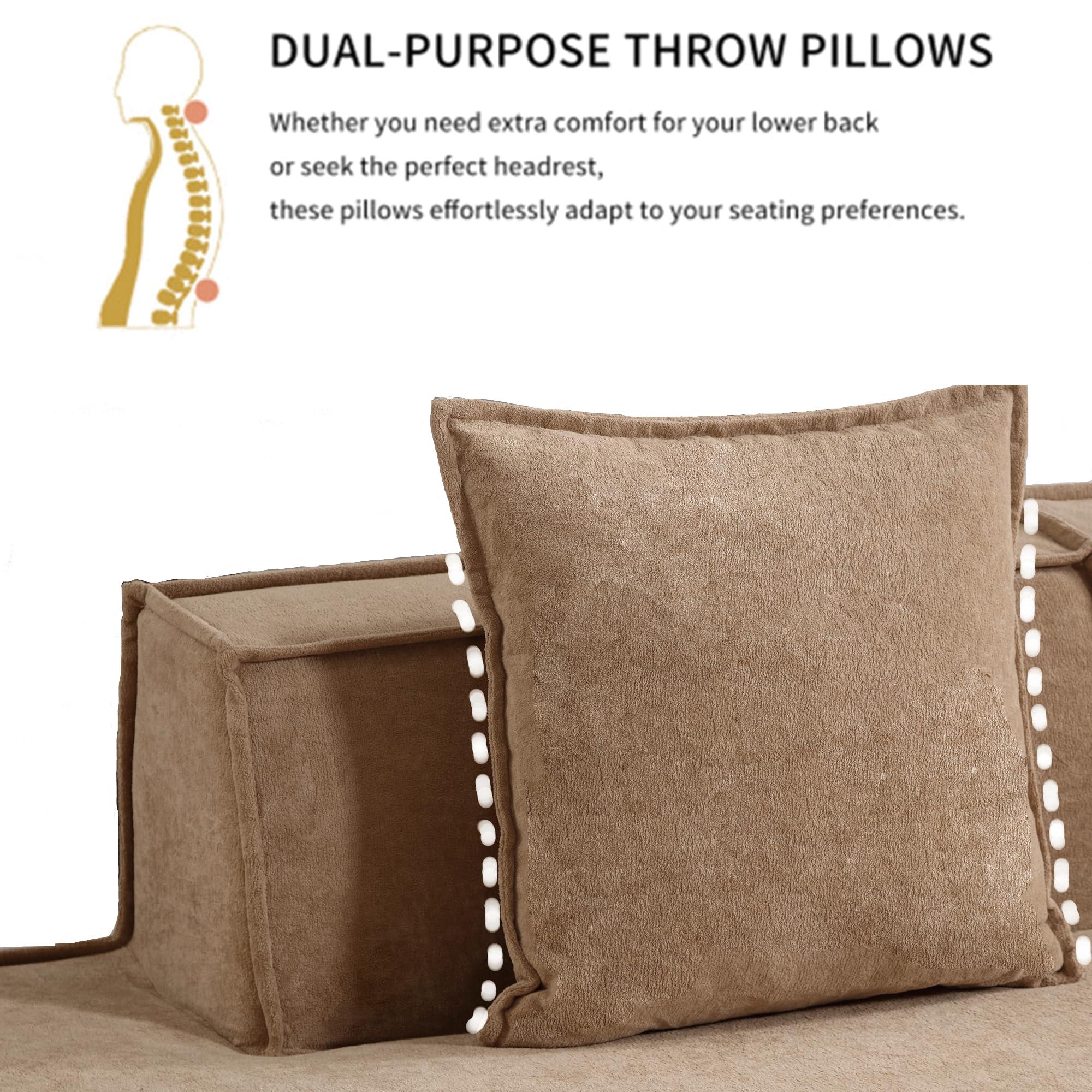 Eafurn L Shaped Right-Hand Facing Modular Sectional Sofa Cloud Couch with Chaise, Minimalist Upholstered Full Sponge Leisure Lounge Sof,Free Combination Floor Sofa&Couches for Living Room Apartment