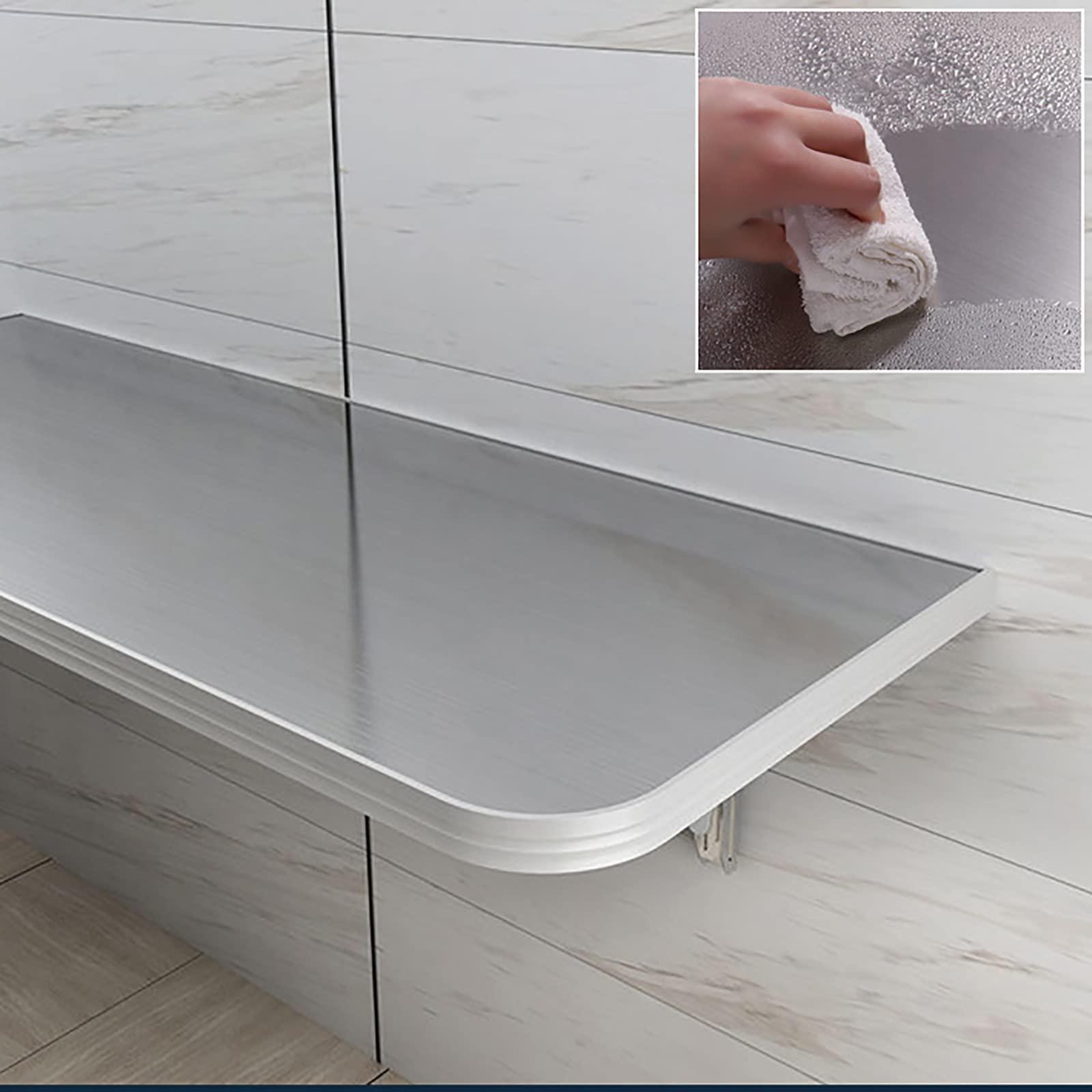 OTHZON OTHZON Breakfast Bar Table, Folding Wall Mounted Tables Fold-Down Wall Table Kitchen Drop Leaf Dining Table Work Table | Small Space Saving Hanging Table, Stainless Steel (Size : 31.4x11.8in)