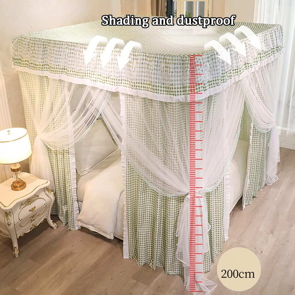 ZYYWX Bed Canopy Pure Color Bedroom Bed Canopy, Household Dust-Proof, Windproof and Sunshade Bed Curtain, with Stainless Steel Bracket (Color : A2, Size : 180x200x200cm)