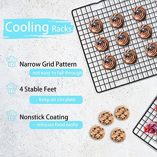 Tebery Tebery 4 Pack Black Heavy-Duty Wire Cooking Rack Baking Racks, Nonstick Baking & Cooling Grid for Roasting, Cooking, Grilling, Drying - 16\" x 10\"