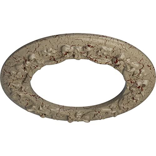 Ekena Millwork Ekena Millwork CM12RIGDC Ribbon with Bow Ceiling Medallion, 12 1/4\"OD x 7 1/2\"ID x 7/8\"P, Hand-Painted Gobi Desert Crackle