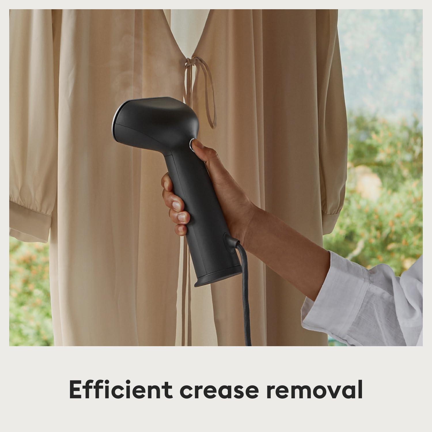 STEAMERY Steamery Handheld Clothes Steamer Cirrus 3, 1200W, US Plug, Heated Ironing Plate, Fast Heat Up, Garment Wrinkle Remover (Black)