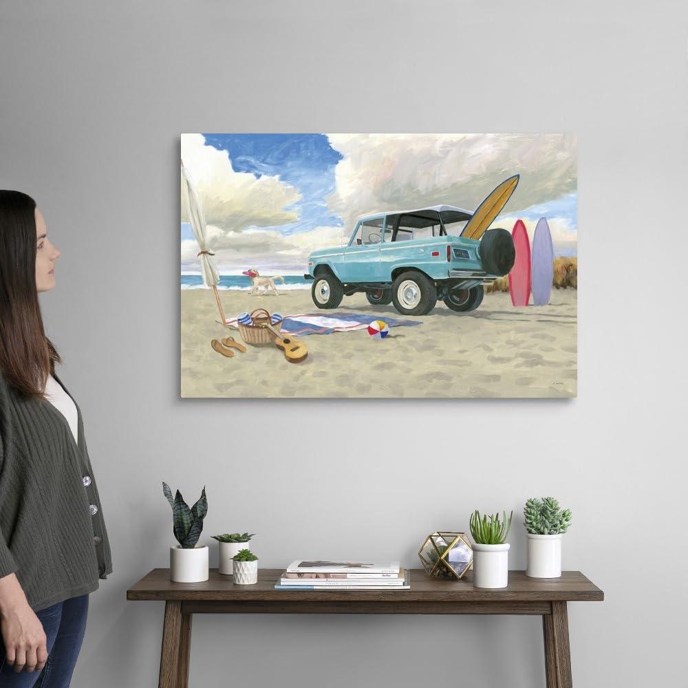 CANVAS ON DEMAND CANVAS ON DEMAND Beach Ride I Canvas Wall Art Print by James Wiens, Coastal, Home Decor, Dog, Wildlife Artwork, 36\"x24\"