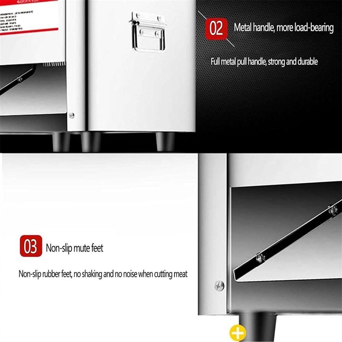 NYMFEA 850W Meat Cutter Slicer Cutting Machine Cube Shredded Meat 130KG/H Commercial Electric Lamb Slicer Bread Ham Commercial Meat Slicer, for Family and Commercial Use,7MM