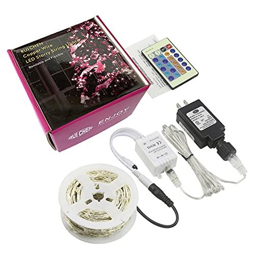 RUICHEN RUICHEN Dimmable Purple Fairy Lights Plug in, Super Long 165 Ft 500 LED Twinkle String Lights with Remote, Waterproof Silver Wire Lights for Christmas Halloween Party Bedroom Patio Garden