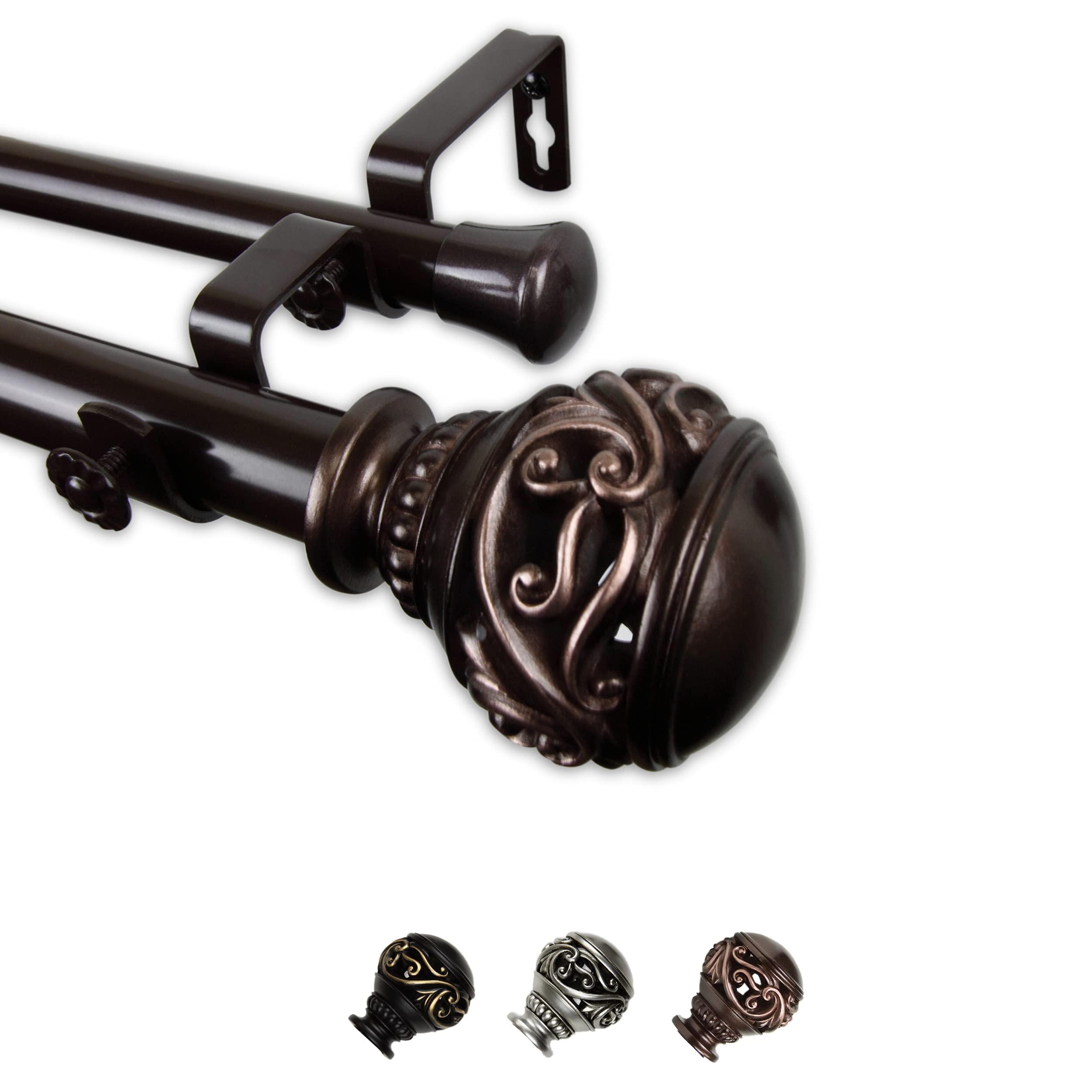 Rod Desyne Rod Desyne Medor 1" Double Curtain Rod, 160-240 inch, Bronze