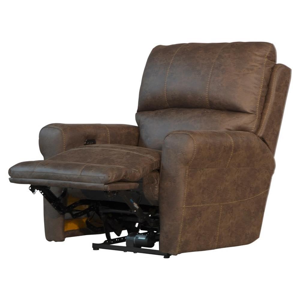 BOWERY HILL BOWERY HILL Power Wall Hugger Recliner in Brown Polyester Fabric