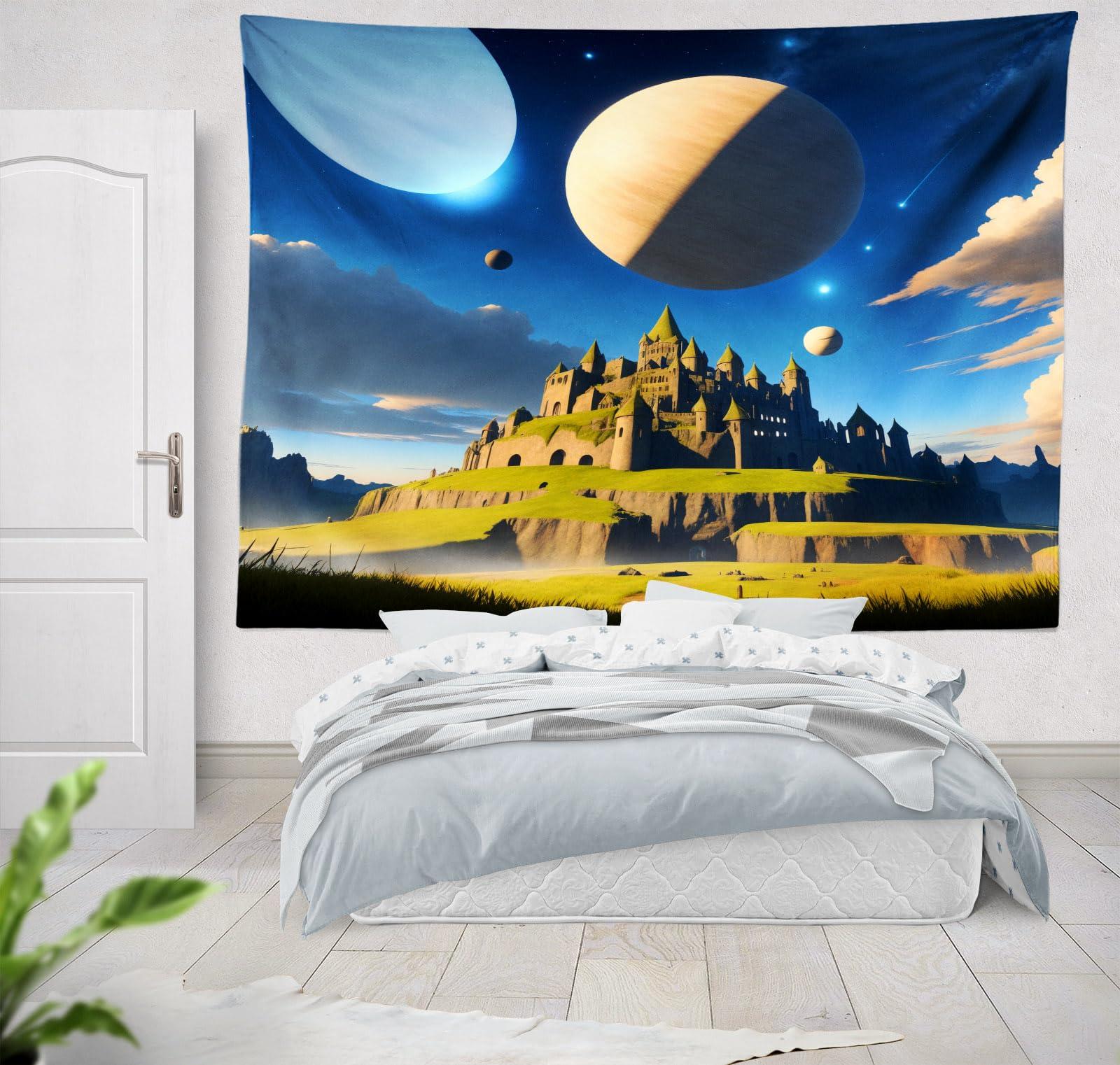 Generic Castle Tapestry Aesthetic Planet Tapestries Fantasy Wall Hanging for Bedroom Living Room Dorm Style3 70.8x90.6