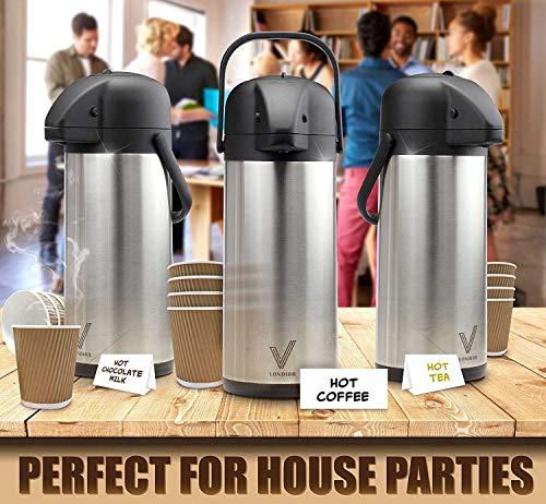 VONDIOR 85 oz (2.5L) Coffee Carafe with Pump, Insulated Stainless Steel Coffee Dispenser, Coffee Carafes for Keeping Hot/Cold, Hot Beverage Dispenser for Party
