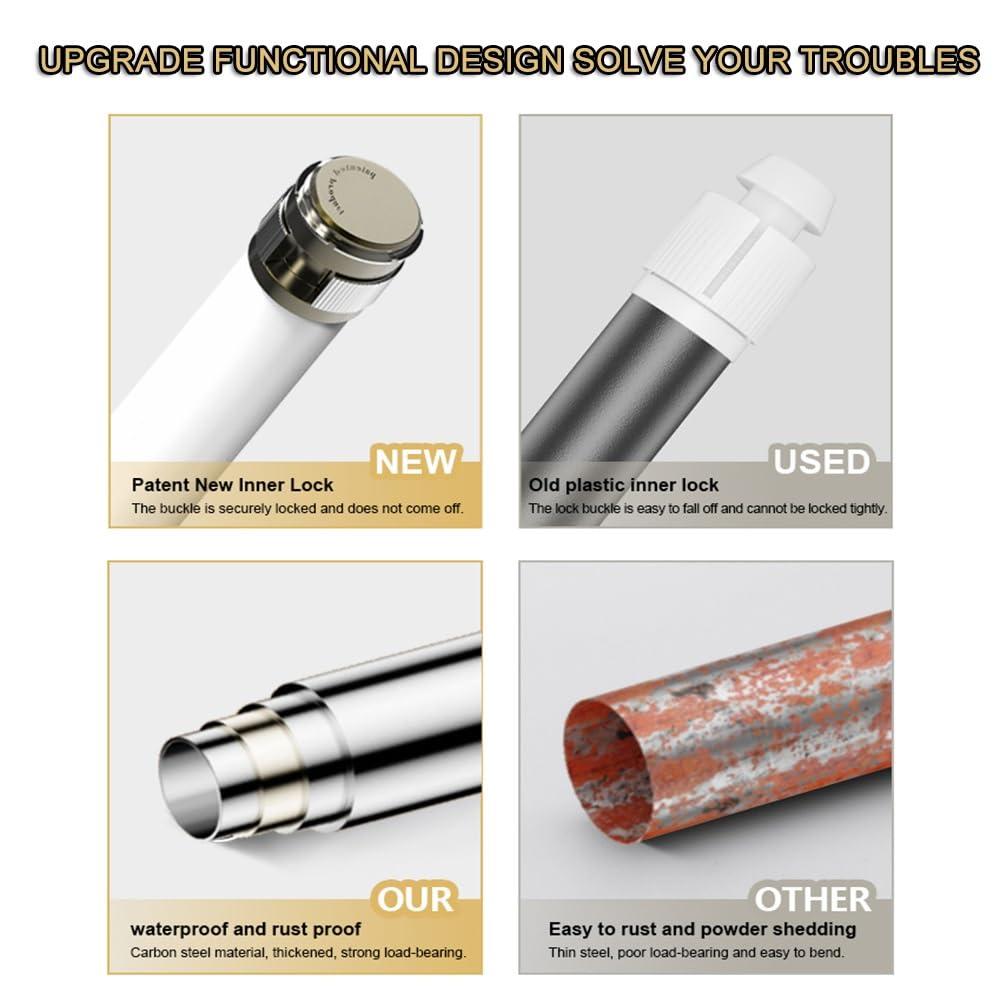 QHDPKU Curtain Rod No Drilling,Room Divider Tension Curtain Rod,Adjustable Bathroom Stall Tension Pole,For Space Partition,Maximum Extension 195 inches (Color : White, Size : 20-30inchs)