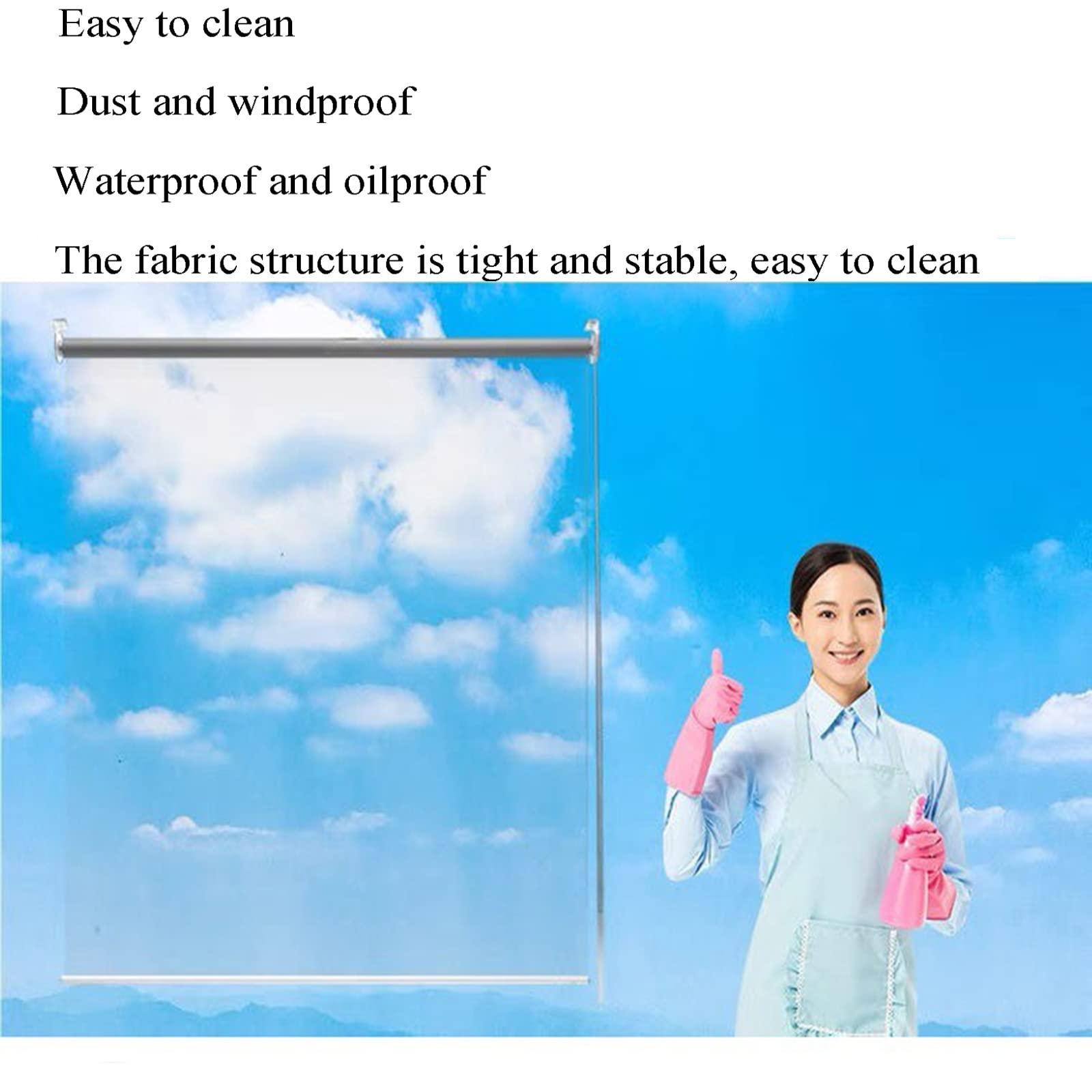 SHUGUANGGUDE Clear Roll Up Blinds Outdoor Garden,Transparent Waterproof Roller,Dust-Proof Windproof PVC Vinyl Plastic Roller Blinds/Curtain,Rainproof Curtain for Bedrooms,Bathroom,70x120cm/27.5x47.2in