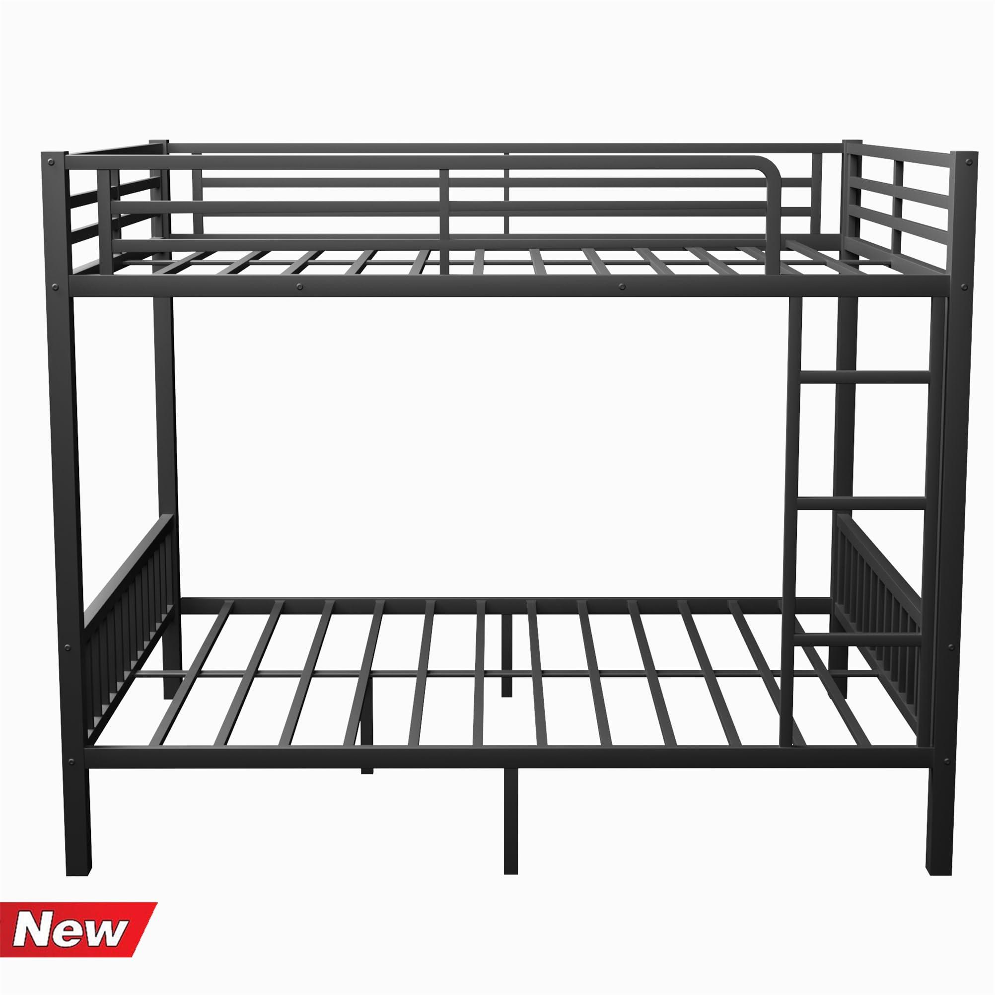 TIHWOALL TIHWOALL Latest Upgrade & Stronger Steel Queen Over Queen Bunk Bed, Heavy Duty Thickened More Rust-Proof Metal Bunk Queen Bed with Enhanced Legs & Slats (Easier Assembly) (Queen Over Queen-1)