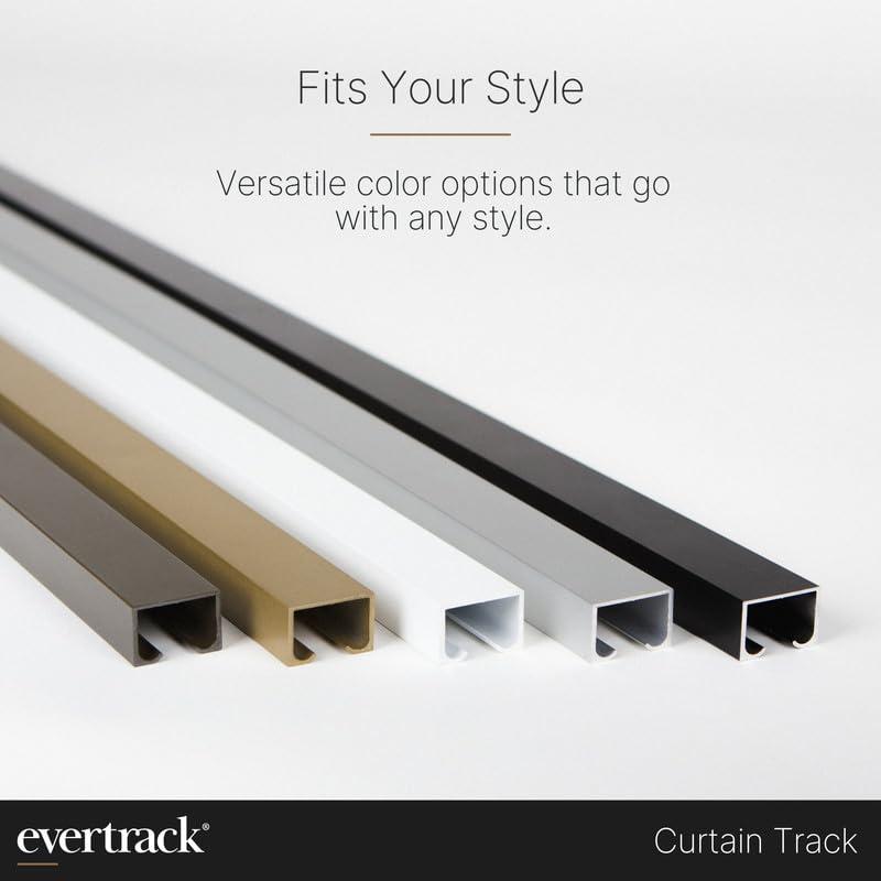 EverTrack EverTrack Curtain Track - Ceiling Mounted Curtain Rail for Curtains, Drapes, and Room Dividers - USA Made - Small (8 Feet), Jet Black
