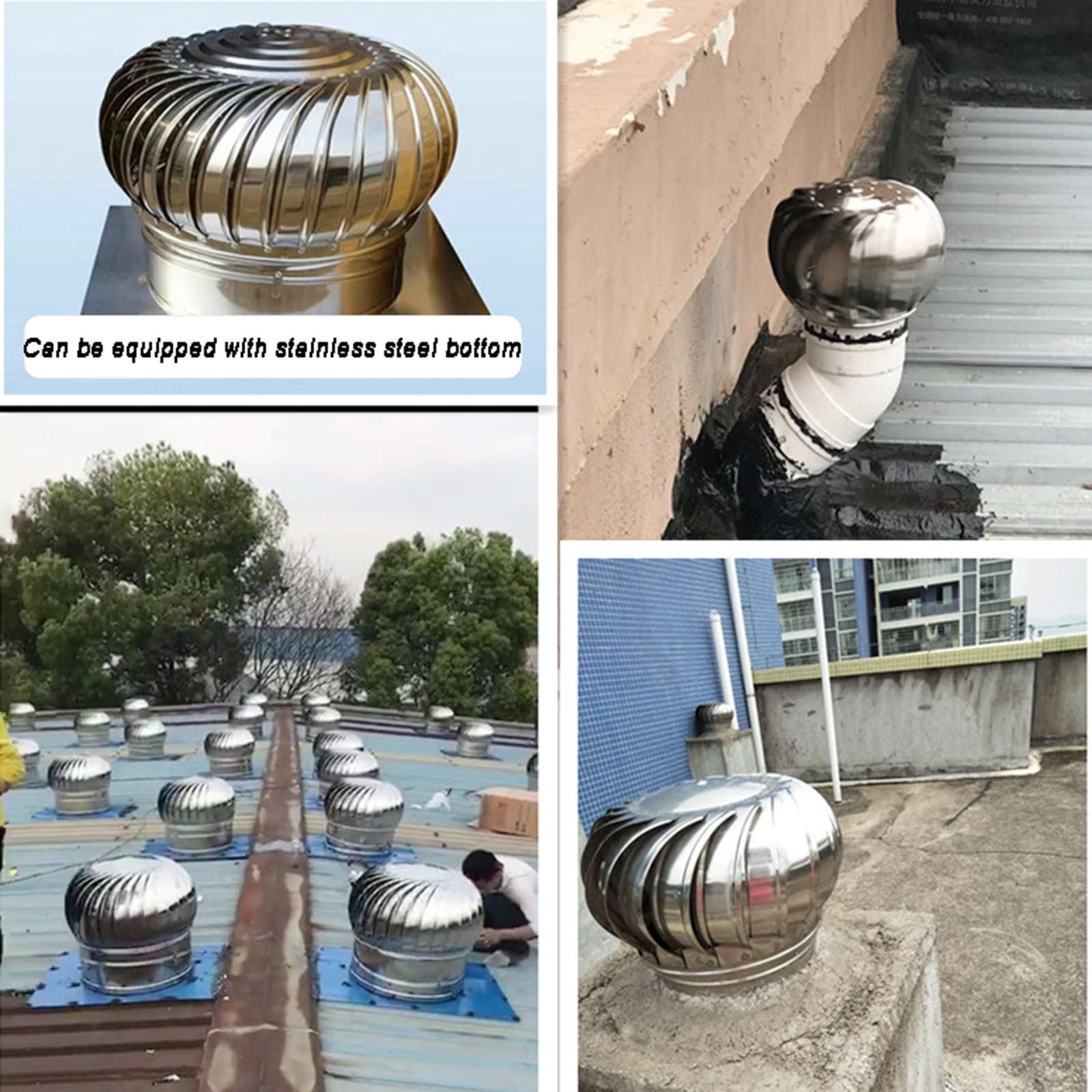 FEIYIQINGSHE FEIYIQINGSHE Rotating Chimney Cowl,Ventilation Chimney Cowl,Waterproof Turbine Ventilator Cover,Stainless Steel Cowl Guard Spinner Anti Downdraught Top All Purpose Chimney Cowl(100-500Mm),110mm