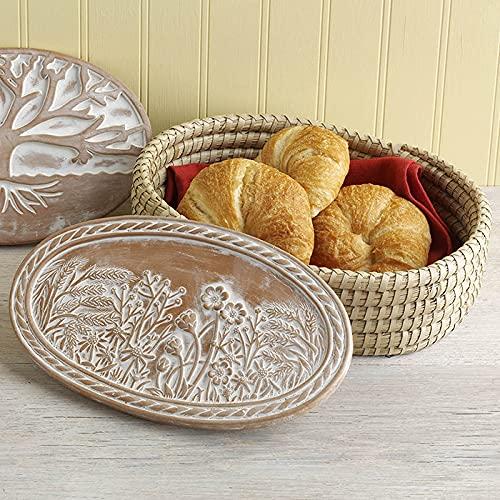 HofArtisan Bread Warmer Basket with Stone - Bread Baskets for Serving Rolls Warming Tortilla, Gift for Bakers Sourdough, Hostess Gifts New Home, Mom Dad Birthday